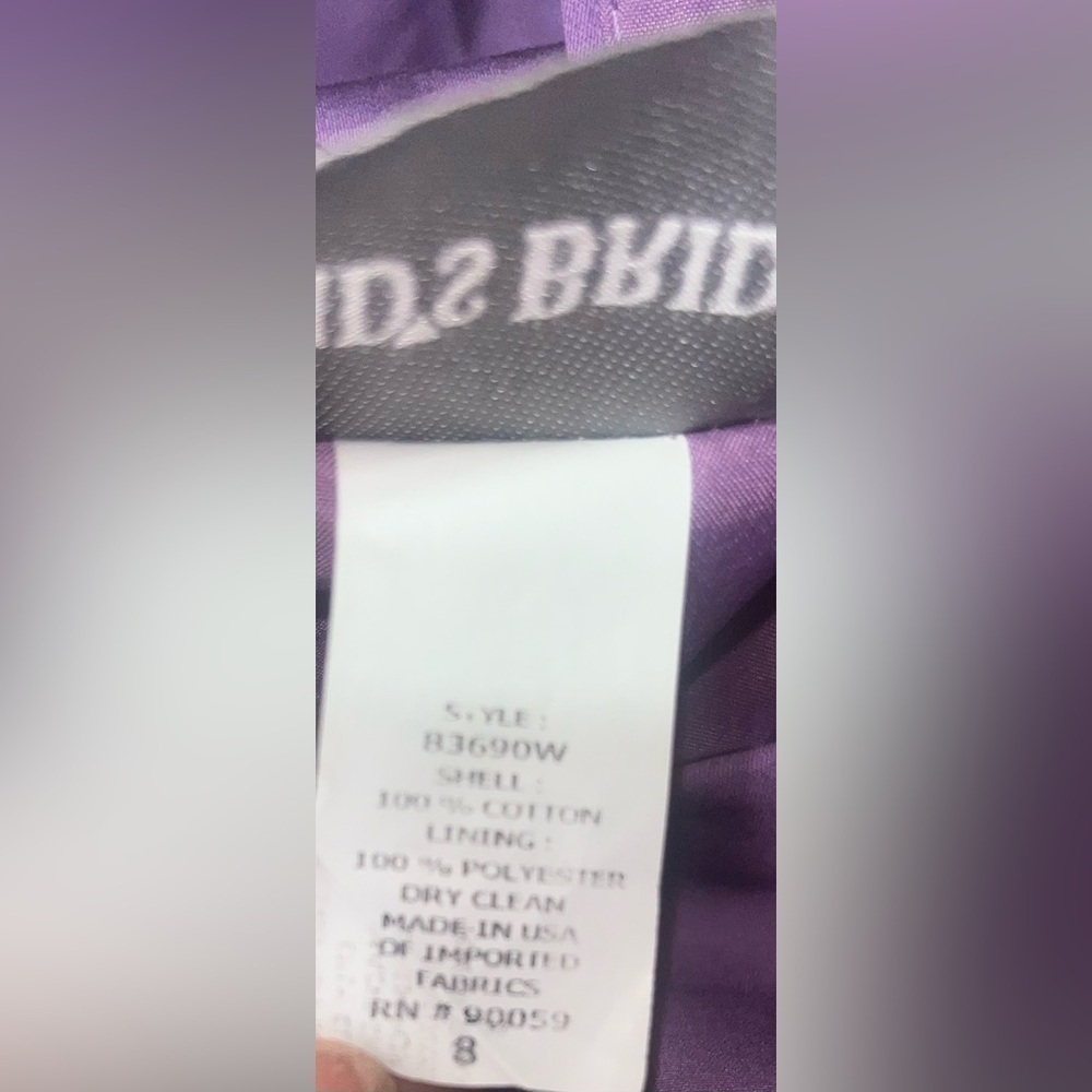 David’s Bridal short cotton dress with y-neck and skirt pleating purple sz 8‌‌‍‍ - Picture 8 of 8